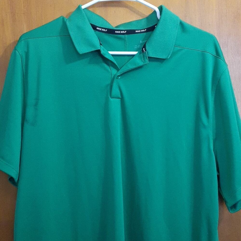 - Nike Men's Green Button Short Sleeve Golf Polo Shirt Size Large With Logo - Picture 2 of 7